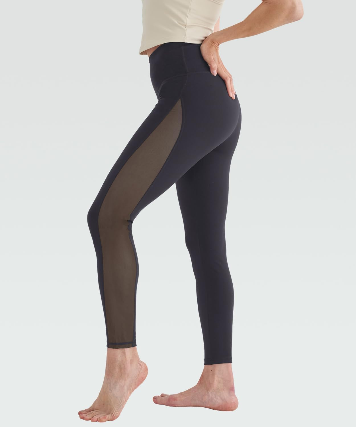 Leggings for Women Mesh Yoga Pants with Pockets Gym Workout Running
