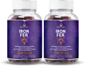 Iron Gummies Supplement with Vitamin C, A, Vitamins B Complex, Folate, Multivitamins for Women, Kids & Adults - Supports Energy, No after Taste, Vegan Supplements - Grape Flavor (120 Ct)