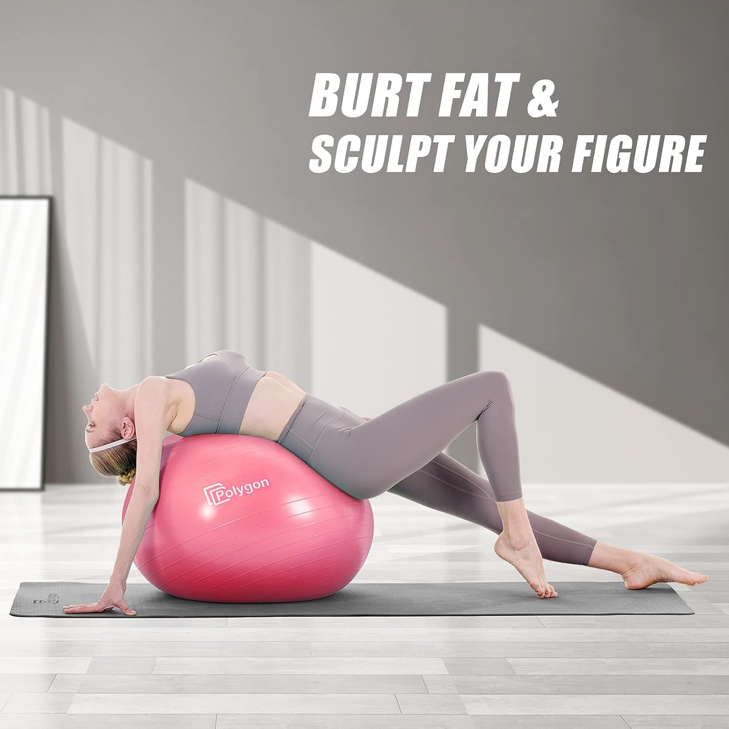 Exercise Ball, Professional Grade Anti-Burst Balance Ball for Yoga, Birthing, Stability, Core Exercise, Fitness, Workout Guide Included