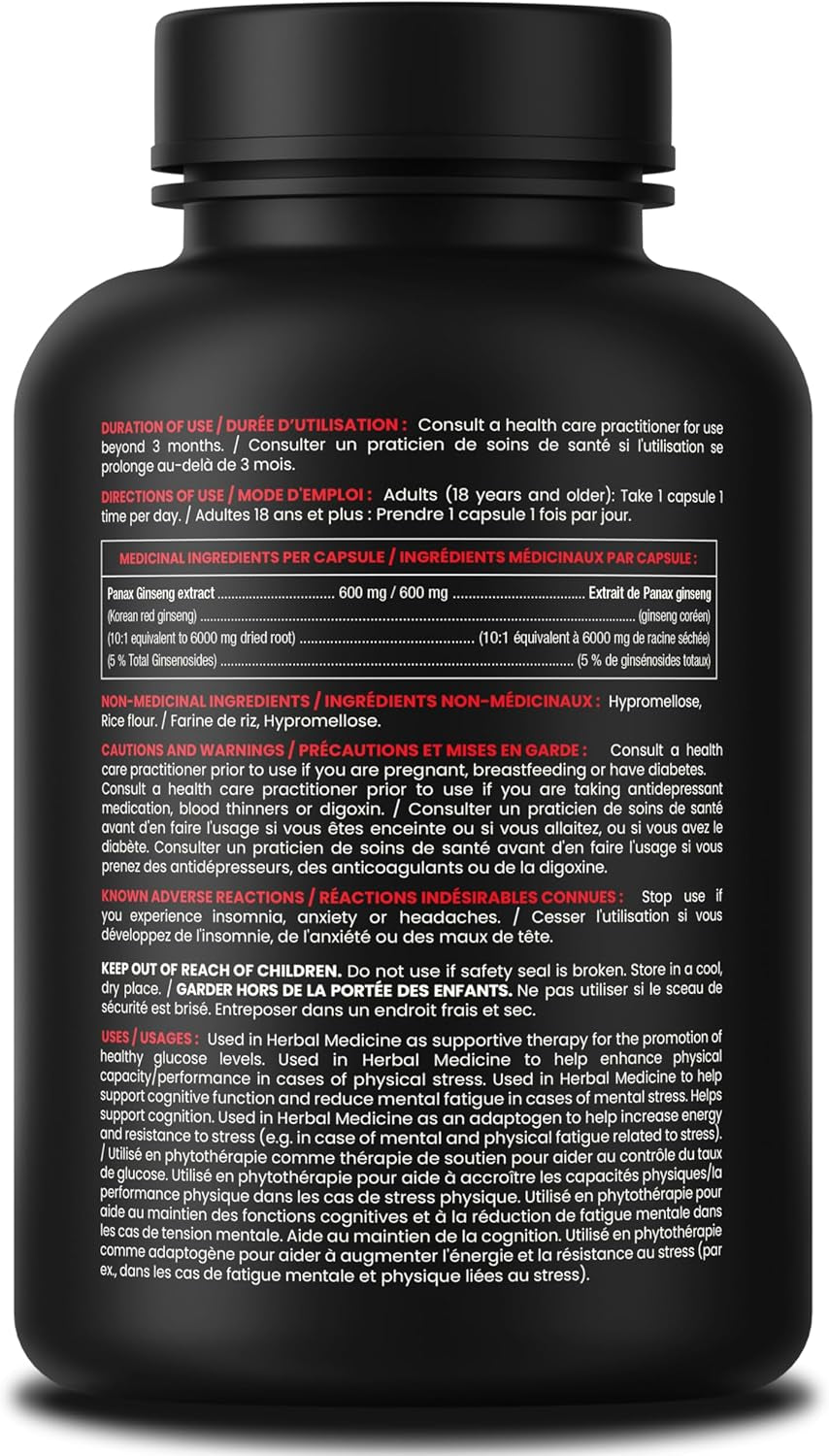 Korean Red Panax Ginseng 5325Mg per Serving | 10:1 Ginseng Root Extract with 5% Ginsenosides for Energy, Focus & Performance | Ginseng Supplement with Korean Panax Ginseng Capsules | Vegan & Non-Gmo | 120 Capsules