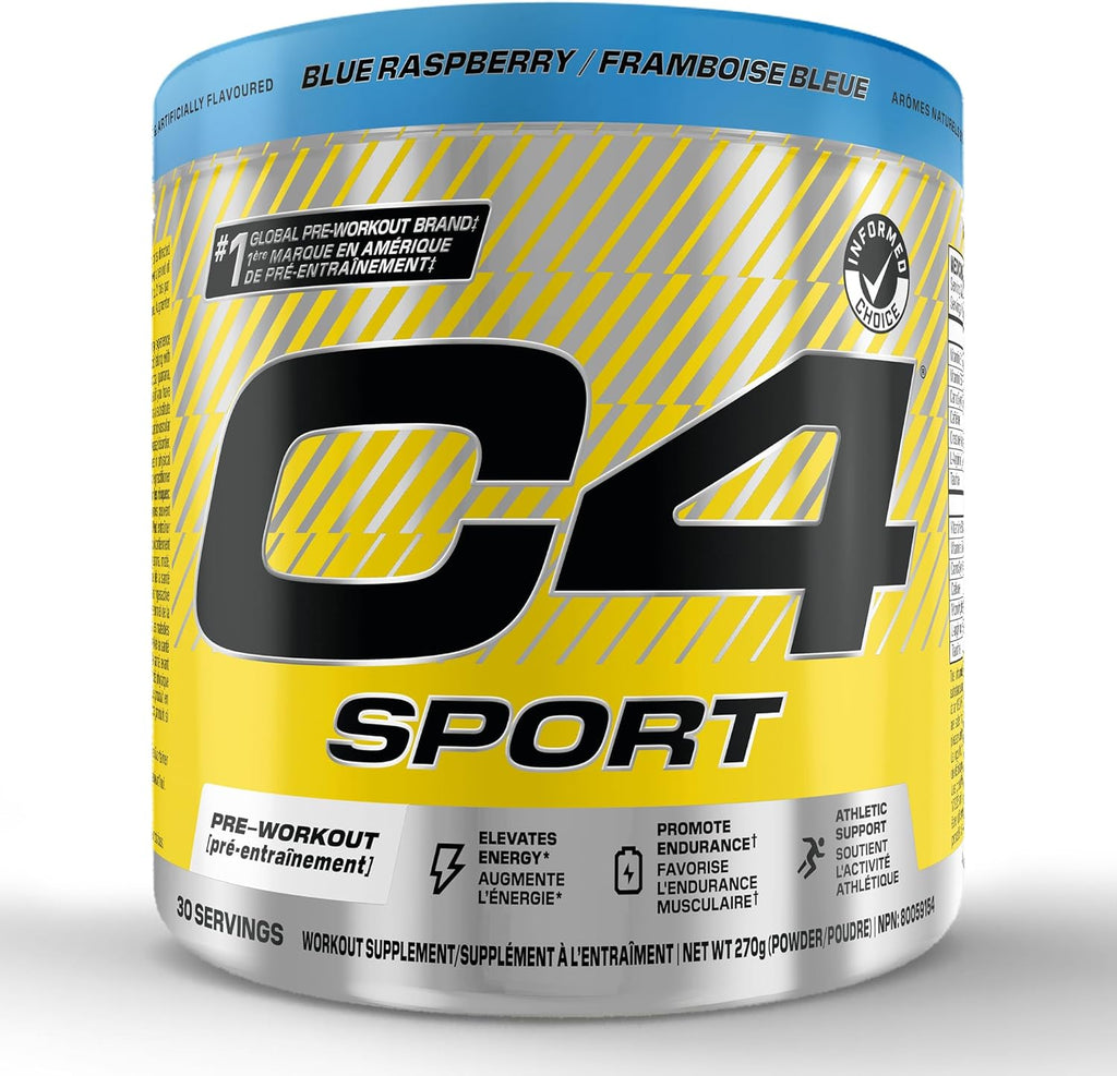 C4 Sport Pre Workout Powder - Preworkout Energy with Creatine, Beta-Alanine, and 135Mg Caffeine - NSF Certified for Sport - Blue Raspberry, 30 Servings