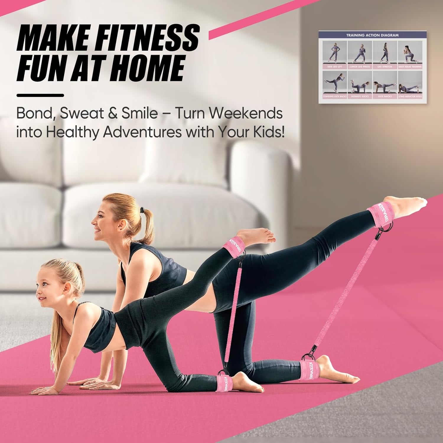 Resistance Bands with Ankle Straps, Ankle Weights Bands for Working Out, Exercise Band for Women Leg and Glute, Booty Workout Equipment for Kickbacks,Butt and Hip Training, Home Gym Fitness Equipment