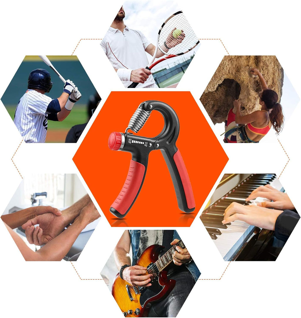 Grip Strength Trainer, Hand Grip Strengthener, Adjustable Resistance 22-132Lbs (10-60Kg), Forearm Strengthener, Perfect for Musicians Athletes