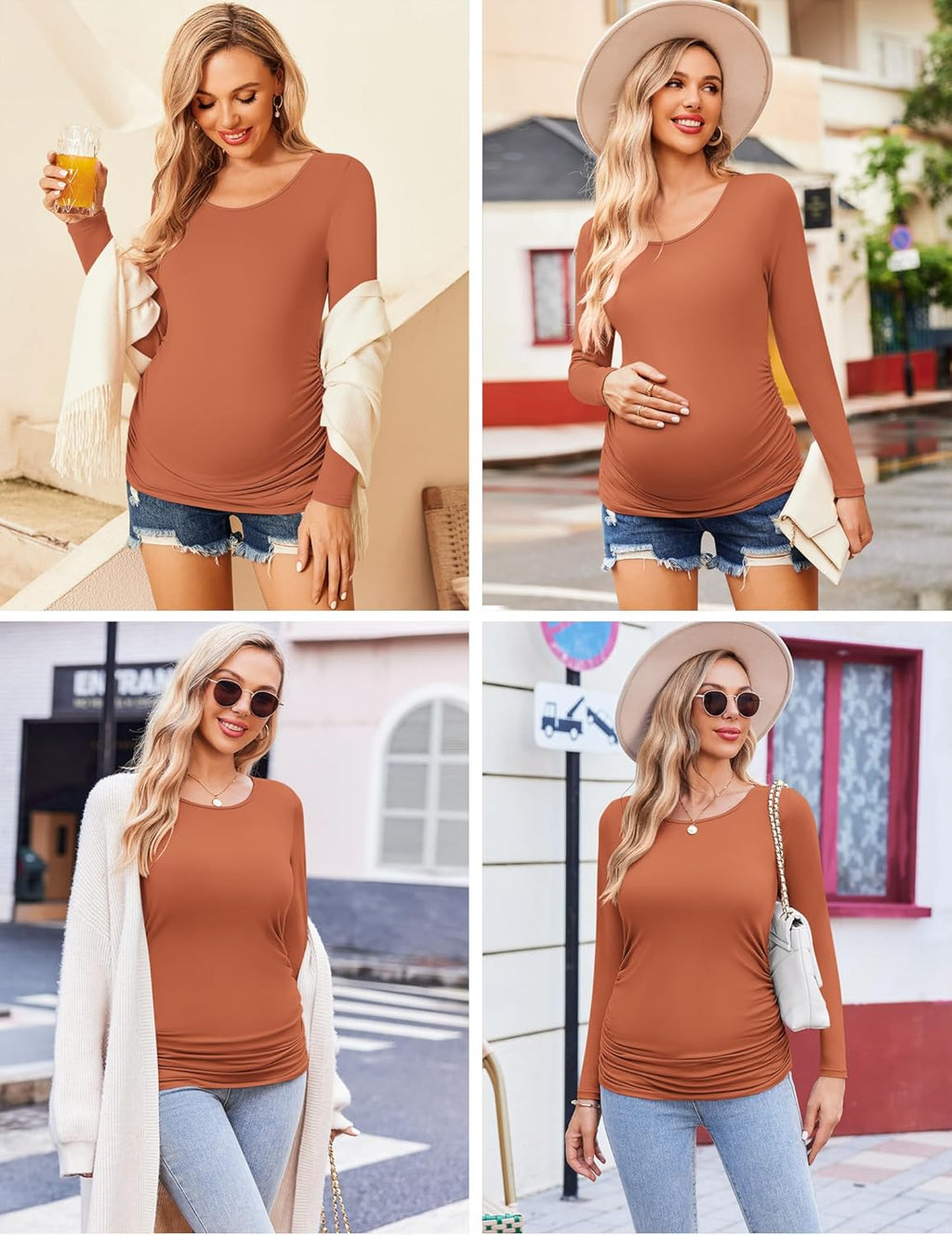Womens Maternity Shirts Long Sleeve Pregnancy Tee Top Tunic Blouse 3 Packs Maternity Clothes