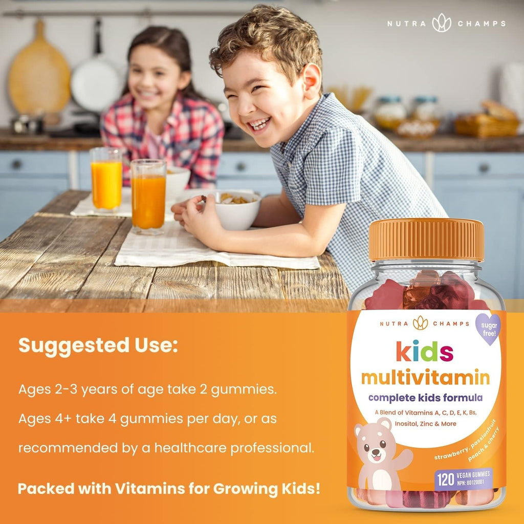 (2-Pack) Kids Multivitamin Gummy | Sugar Free Kid Vitamins | Strawberry, Passionfruit, Peach & Cherry | Multivitamins for Children | Vegan, Non-Gmo & Gluten Free | 120 Gummy Vitamins for Toddlers & Kids