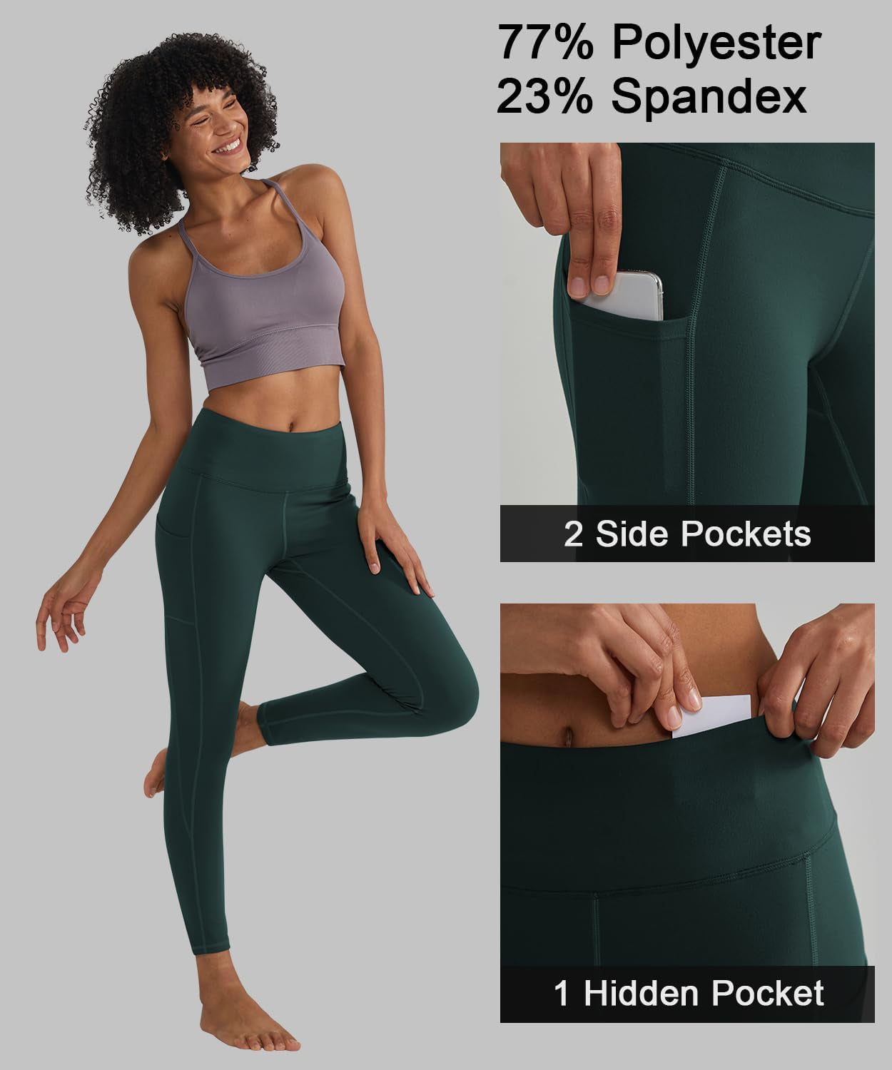 Leggings for Women with 3 Pockets Buttery Soft High Waisted Yoga Pants Non-See-Through Full-Length Tights
