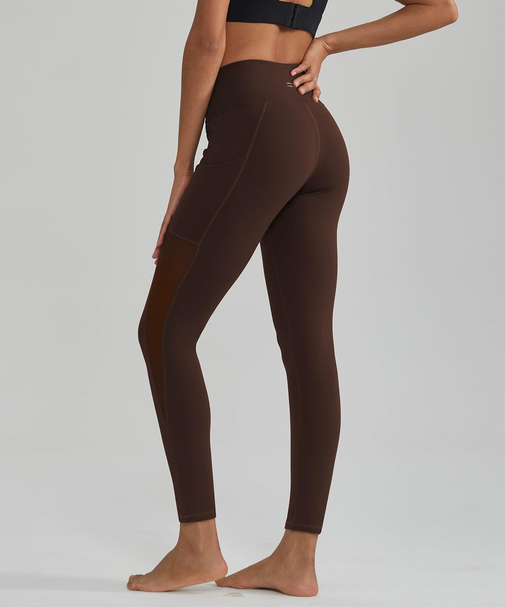 Leggings for Women Mesh Yoga Pants with Pockets Gym Workout Running