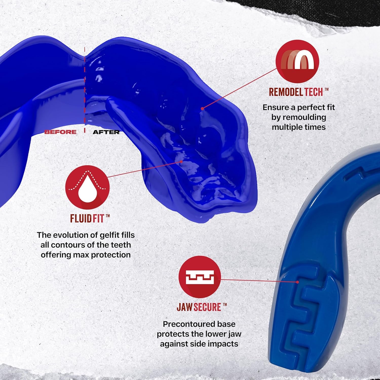 Mouthguard Strapless Slim Fit, Adults and Junior with Case for Boxing, Basketball, Football, MMA, Martial Arts, Hockey and All Contact Sports (Junior (<11 Years), Blue)