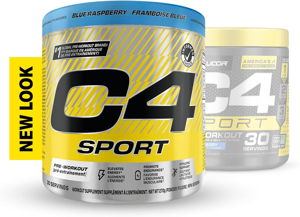 C4 Sport Pre Workout Powder - Preworkout Energy with Creatine, Beta-Alanine, and 135Mg Caffeine - NSF Certified for Sport - Blue Raspberry, 30 Servings
