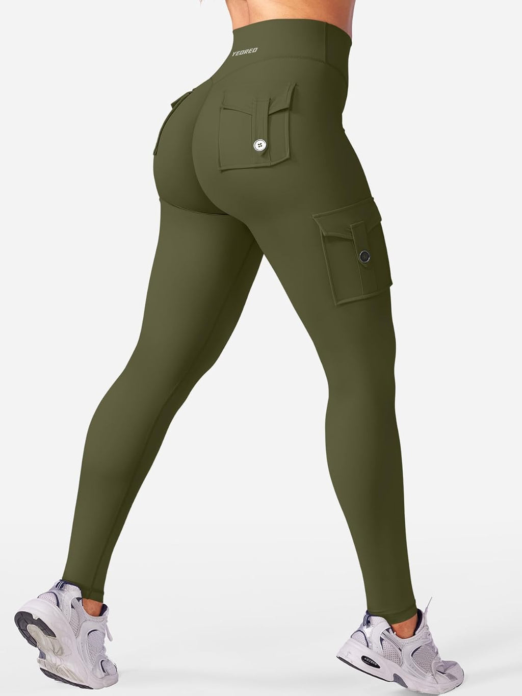 Workout Cargo Leggings with Pockets for Women No Front Seam Hidden Scrunch Hedda Leggings Compression Gym Yoga Pants