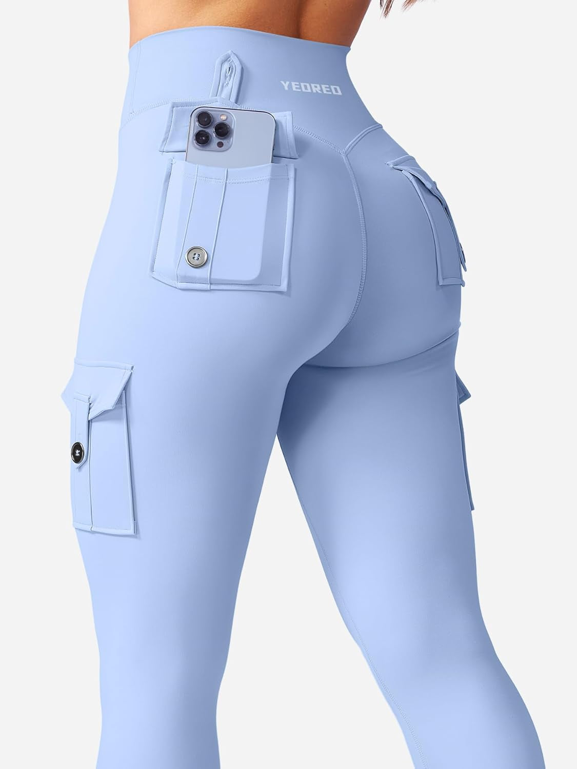 Workout Cargo Leggings with Pockets for Women No Front Seam Hidden Scrunch Hedda Leggings Compression Gym Yoga Pants