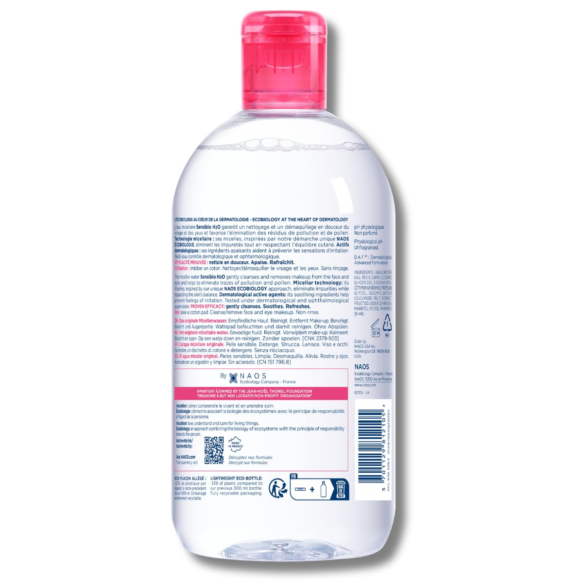 Bioderma Sensibio H2O Micellar Water - Gentle Makeup Remover and Cleanser for Sensitive Skin
