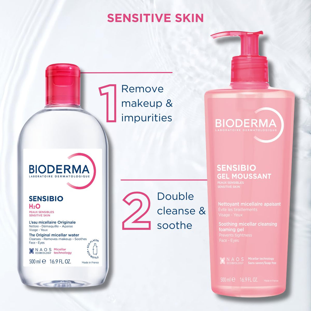 Bioderma Sensibio H2O Micellar Water - Gentle Makeup Remover and Cleanser for Sensitive Skin