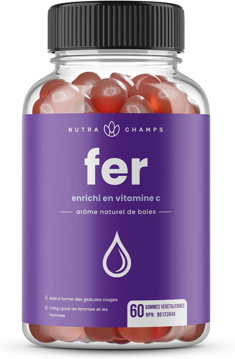 Iron Gummies with Vitamin C | 10Mg Iron per Gummy | Iron Supplements for Women & Men | Vegan Gummies | Blood Cell Formation Support | Energy, Focus, Immune Support | Vegan & Non-Gmo (1)