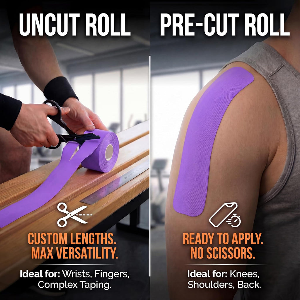 Kinesiology Tape-Incredible Support for Athletic Sports and Recovery+Free Taping Guide - Pre-Cut 2 Inch 16.4 Feet (Indigo Purple + Free Taping Guide, Pack of 1)