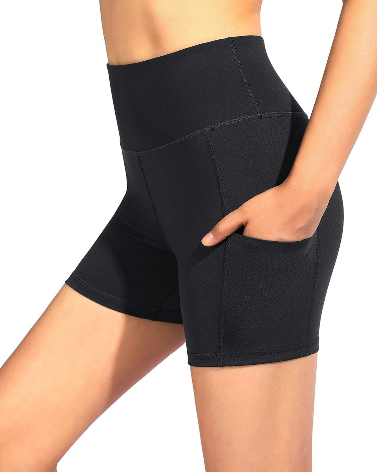 High Waist Yoga Shorts with Pockets Biker Shorts for Women Running Workout Shorts Leggings