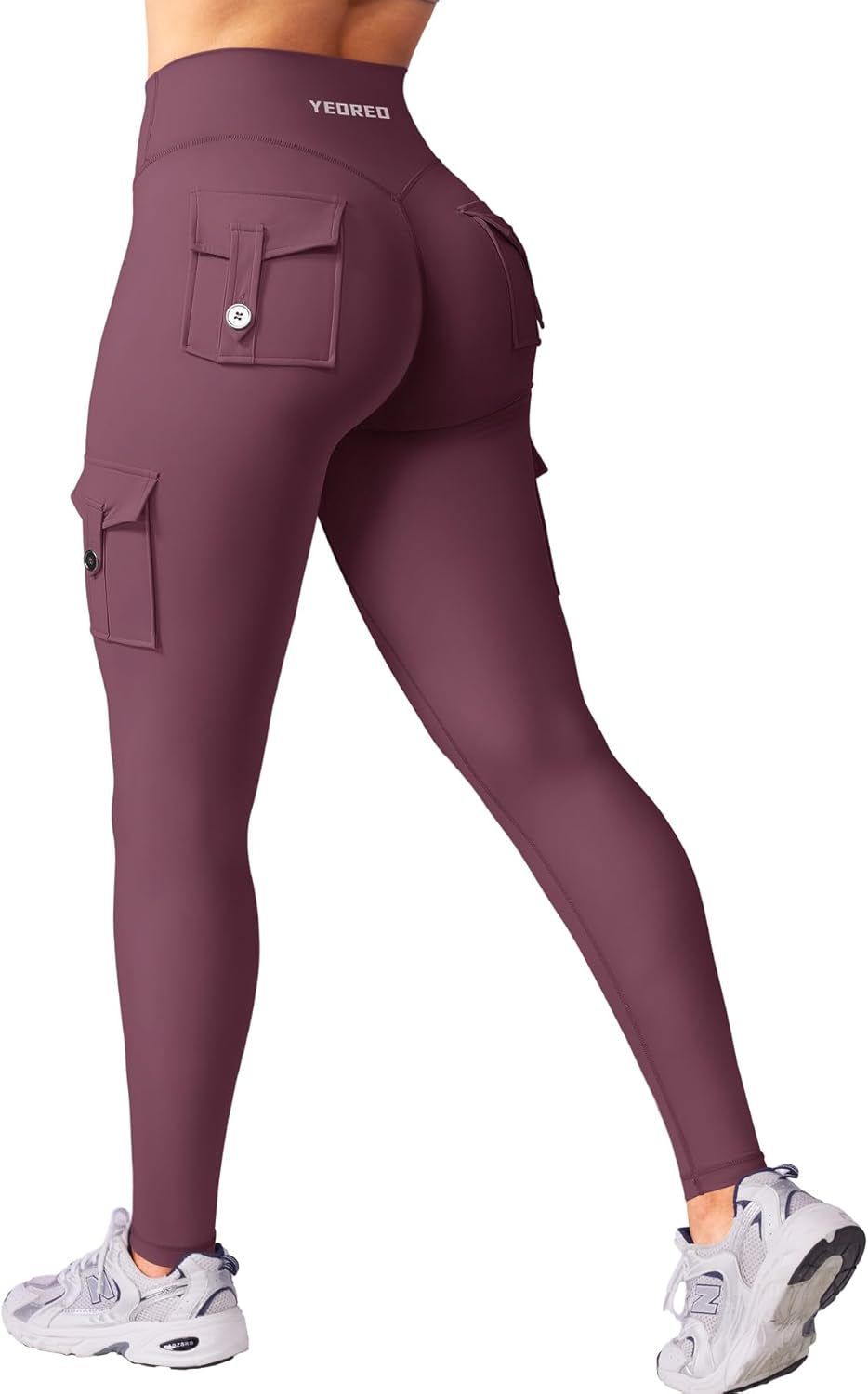 Workout Cargo Leggings with Pockets for Women No Front Seam Hidden Scrunch Hedda Leggings Compression Gym Yoga Pants