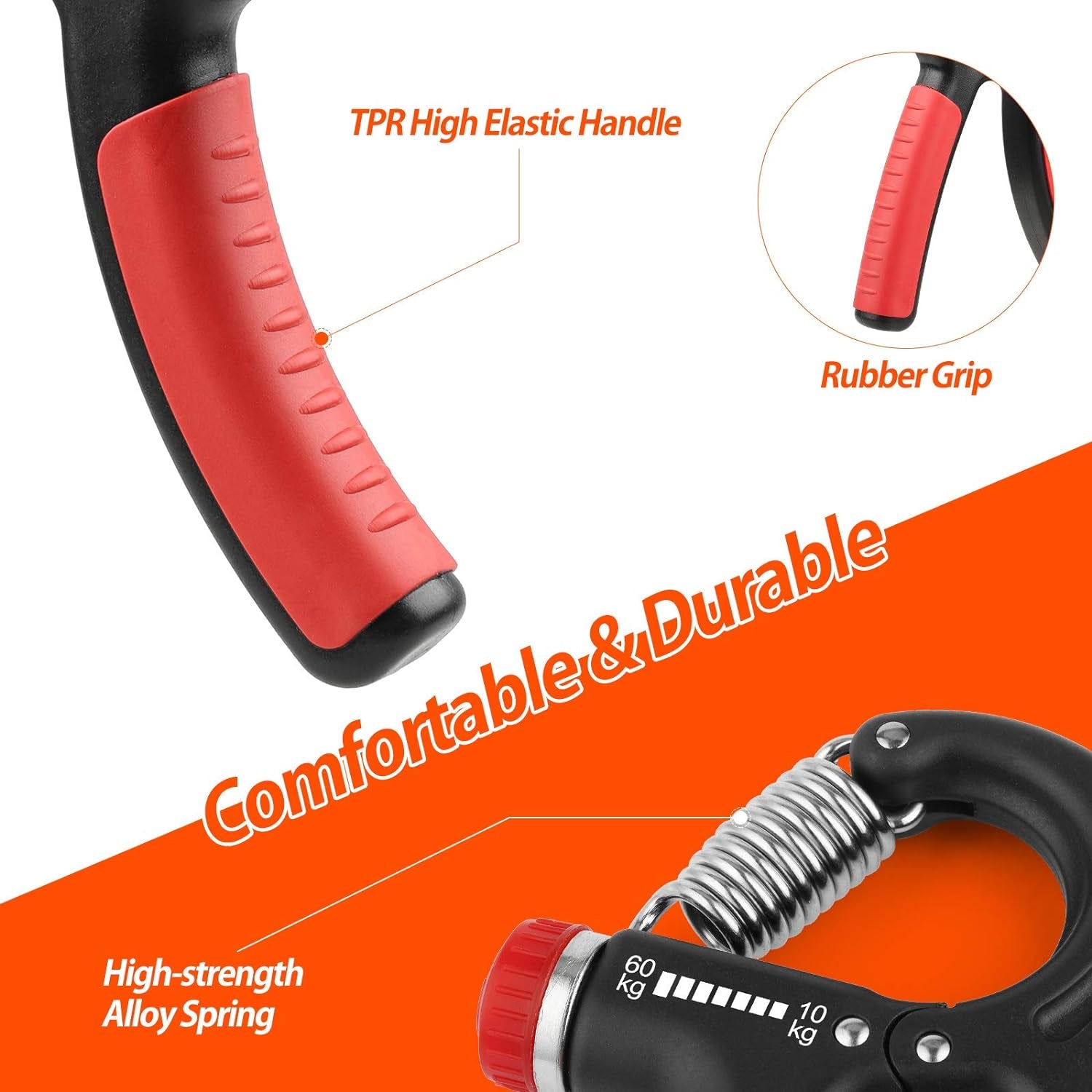 Grip Strength Trainer, Hand Grip Strengthener, Adjustable Resistance 22-132Lbs (10-60Kg), Forearm Strengthener, Perfect for Musicians Athletes
