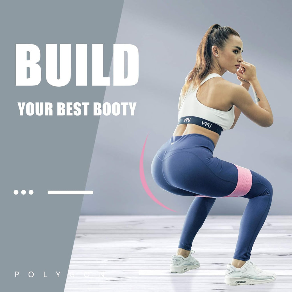 Resistance Exercise Bands,  Fabric Non Slip Hip Bands for Squats, Legs, Butt, Thigh and Hip Workout, Thick Wide Fitness Loop for Men & Women. Workout Guide Included (Set of 3)