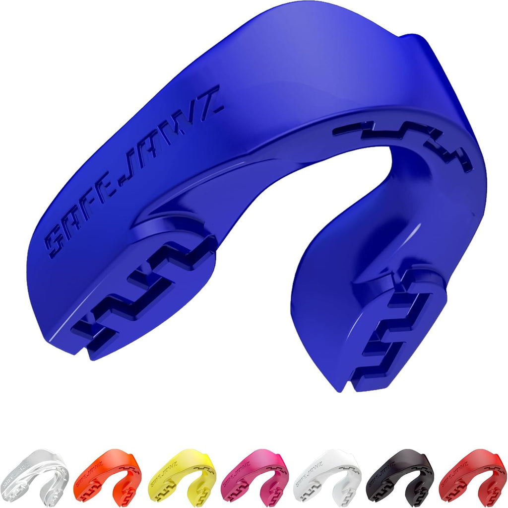 Mouthguard Strapless Slim Fit, Adults and Junior with Case for Boxing, Basketball, Football, MMA, Martial Arts, Hockey and All Contact Sports (Adults (12+ Years), Blue)