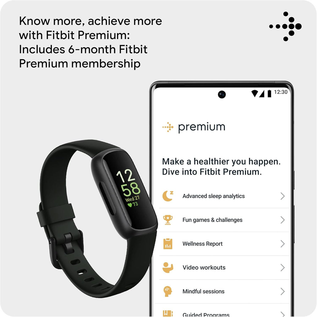 Google  Inspire 3 Health and Fitness Tracker with Stress Management, Workout Intensity, Sleep Tracking, 24/7 Heart Rate and More, Midnight Zen/Black, One Size (S and L Bands Included)