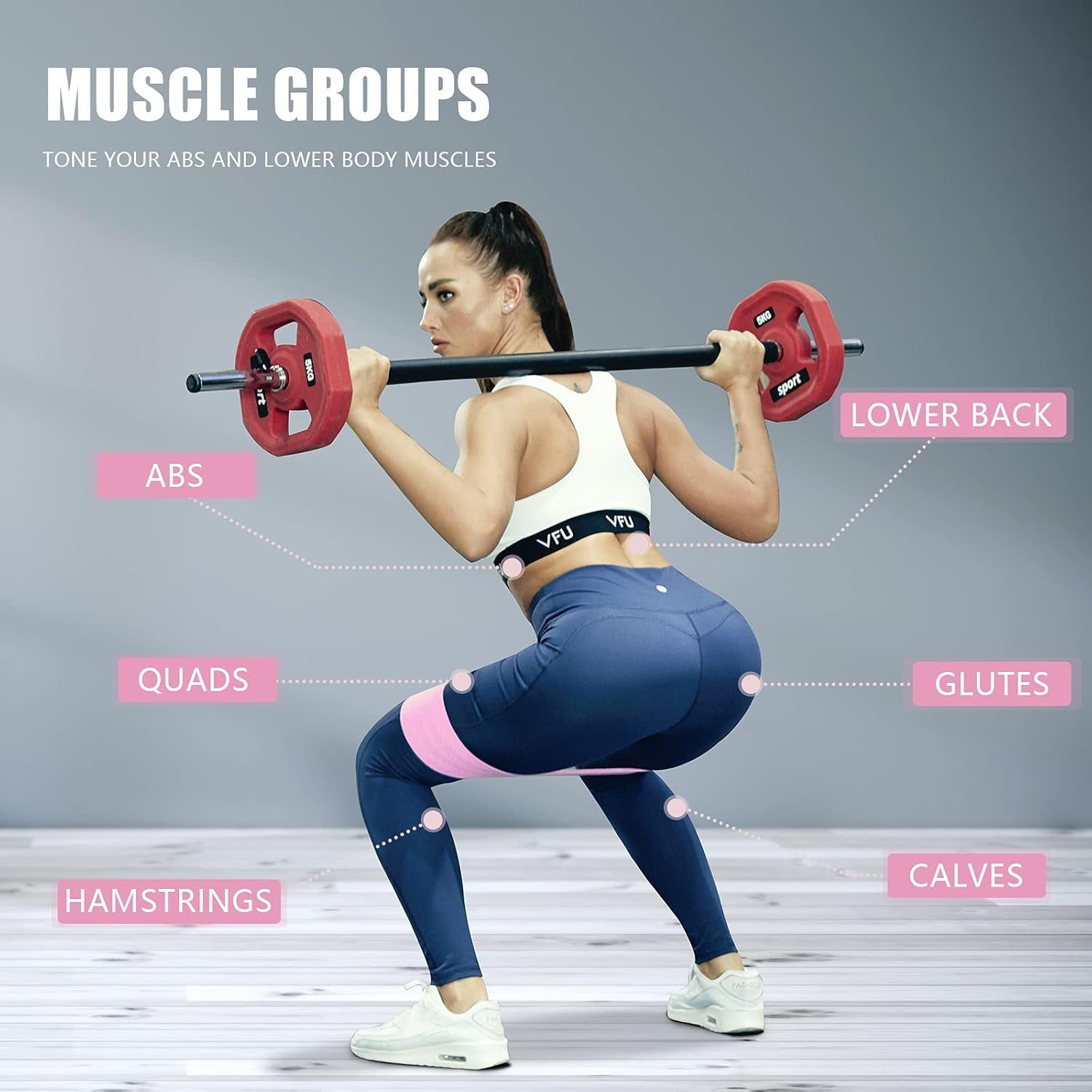 Resistance Exercise Bands,  Fabric Non Slip Hip Bands for Squats, Legs, Butt, Thigh and Hip Workout, Thick Wide Fitness Loop for Men & Women. Workout Guide Included (Set of 3)