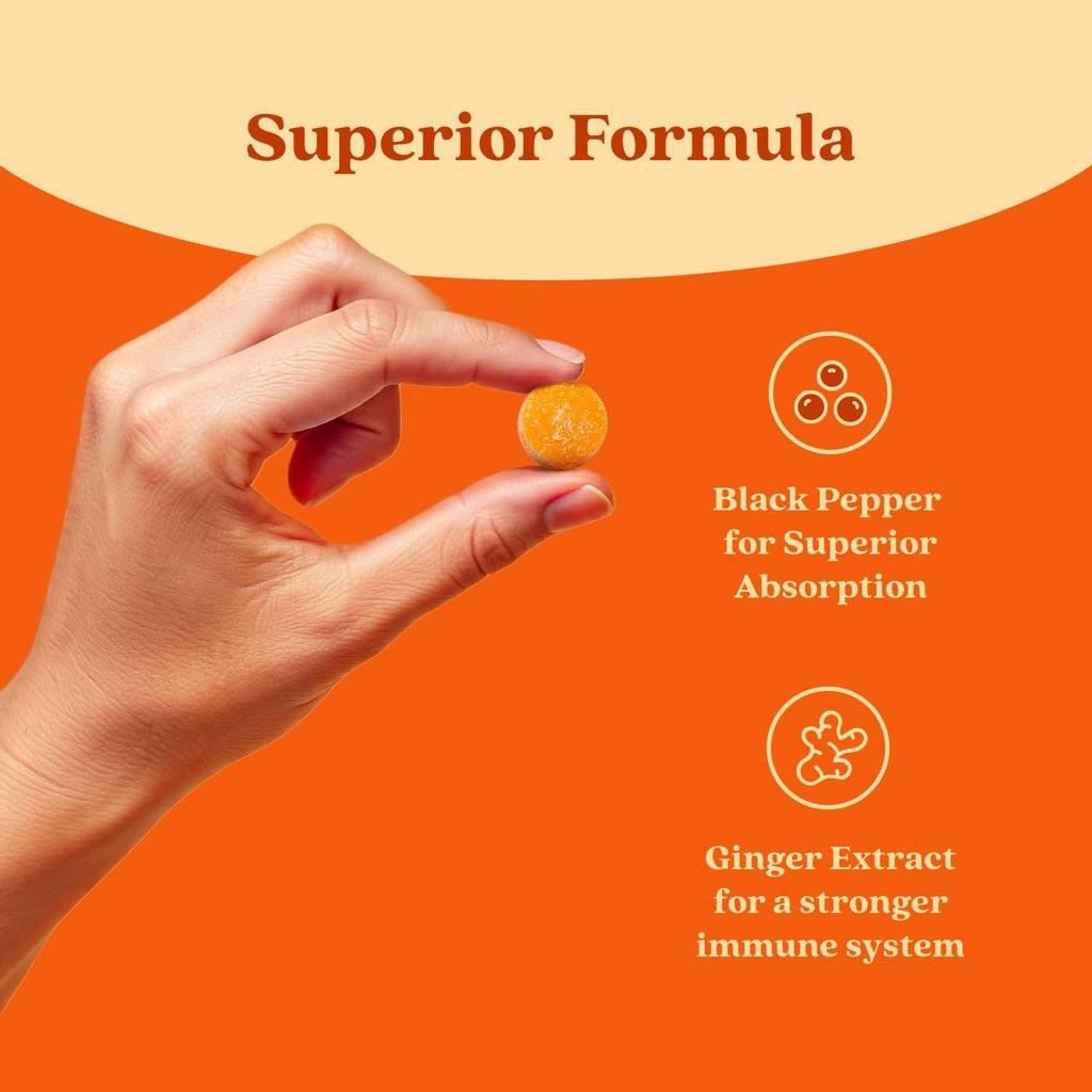 Turmeric Curcumin with Black Pepper & Ginger - 60 Gummies I Turmeric and Ginger Supplement for Immune Support, Healthy Skin, and Mobility - Tropical Flavor
