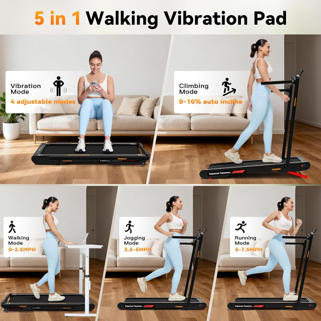 4 in 1 Walking Vibration Pad Treadmill, Walking Treadmill Pad for Home with Remote Control and APP