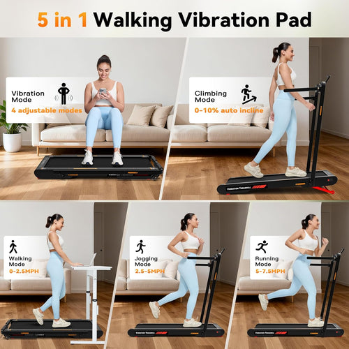 4 in 1 Walking Vibration Pad Treadmill, Walking Treadmill Pad for Home with Remote Control and APP