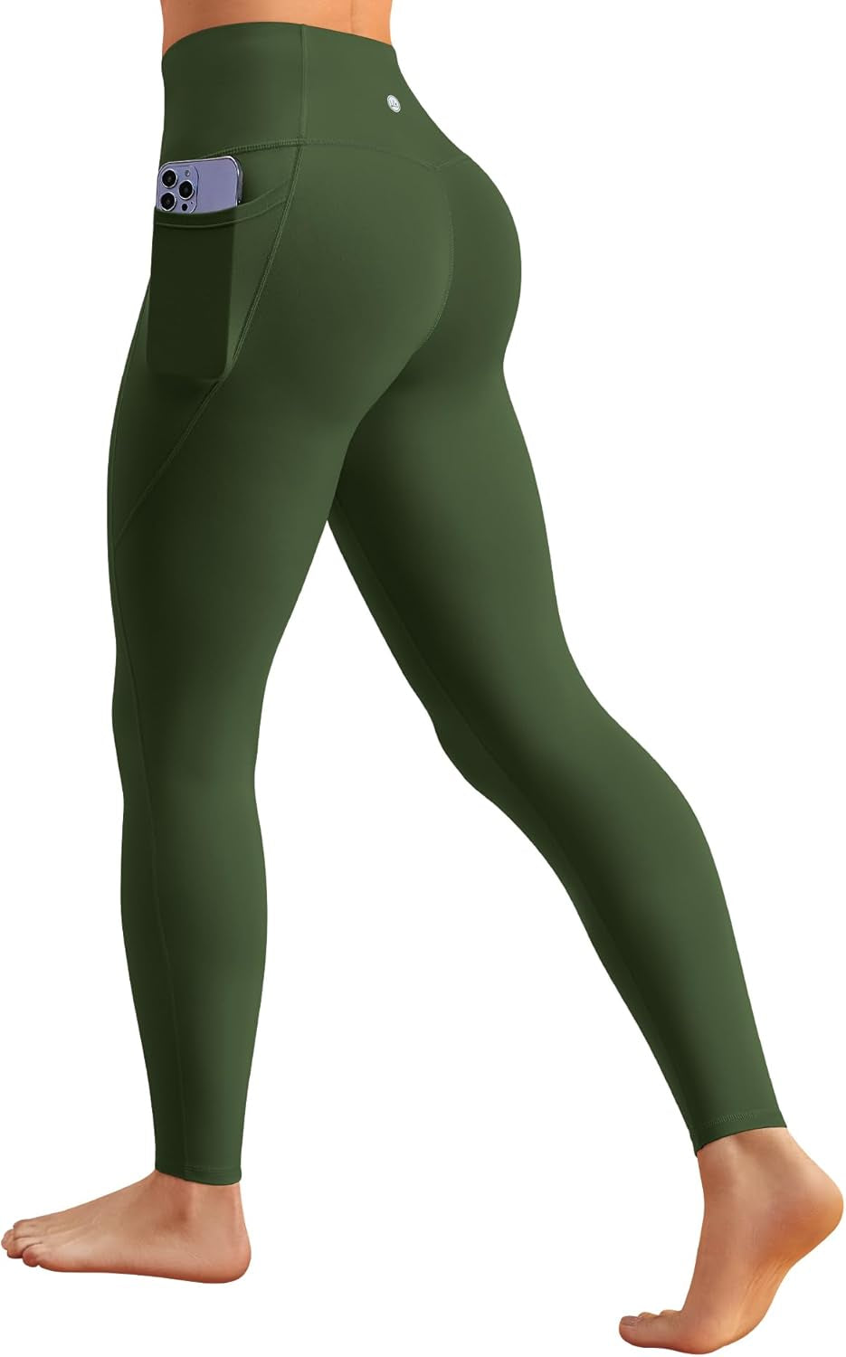 Bareluxe Womens Leggings with Pockets 25" No Front Seam High Waisted Workout Gym Yoga Pants Tights