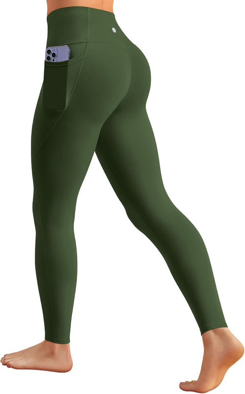 Bareluxe Womens Leggings with Pockets 25" No Front Seam High Waisted Workout Gym Yoga Pants Tights