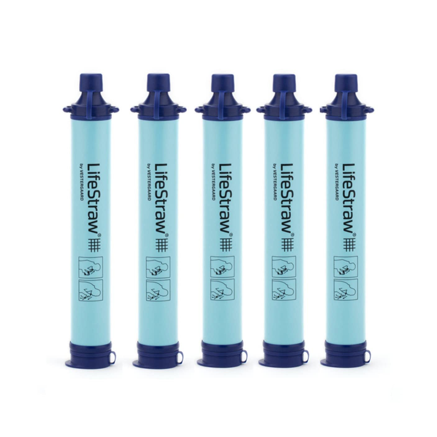 Personal Water Filter, 5-Pack, Blue