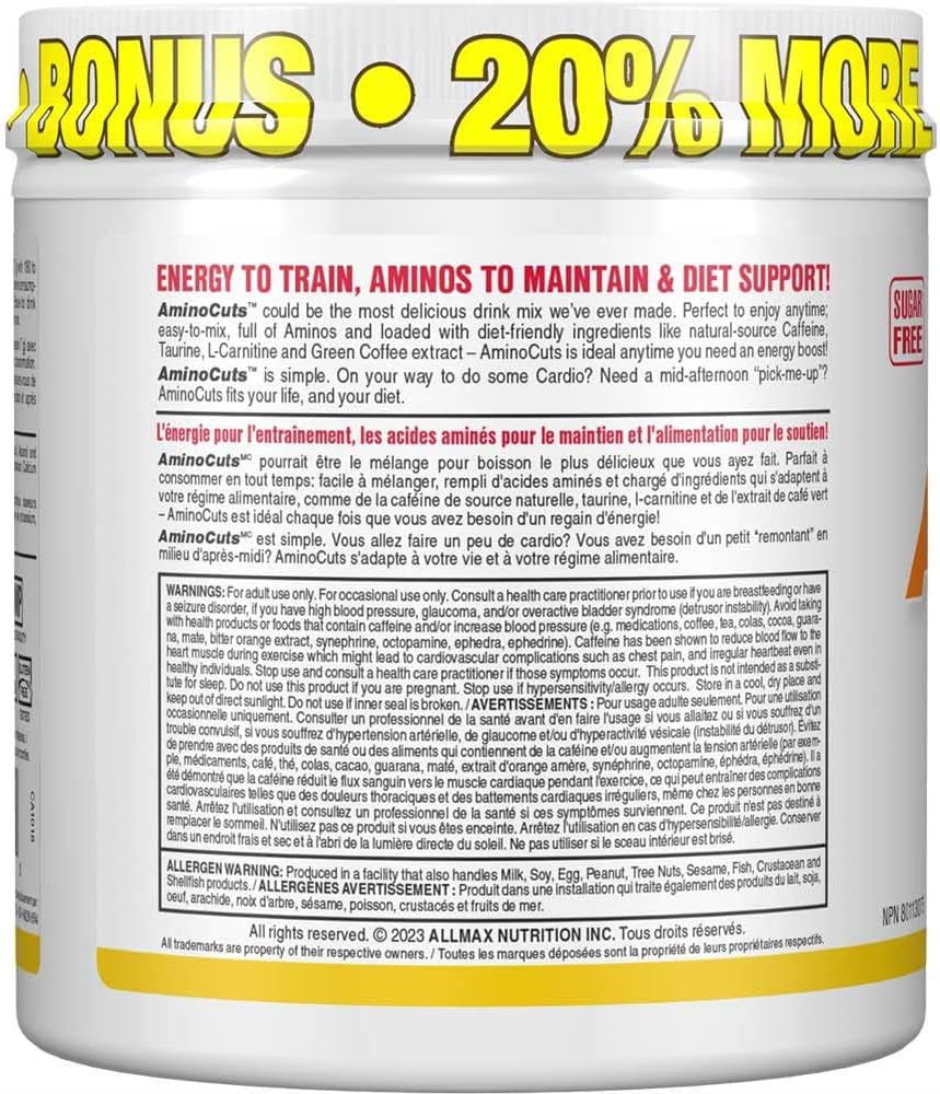 - AMINOCUTS (A:CUTS) - Weight-Management BCAA (L-Carnitine + Taurine + Green Coffee) - Pina Colada - 252 Gram - 36 Servings, 252-Gram