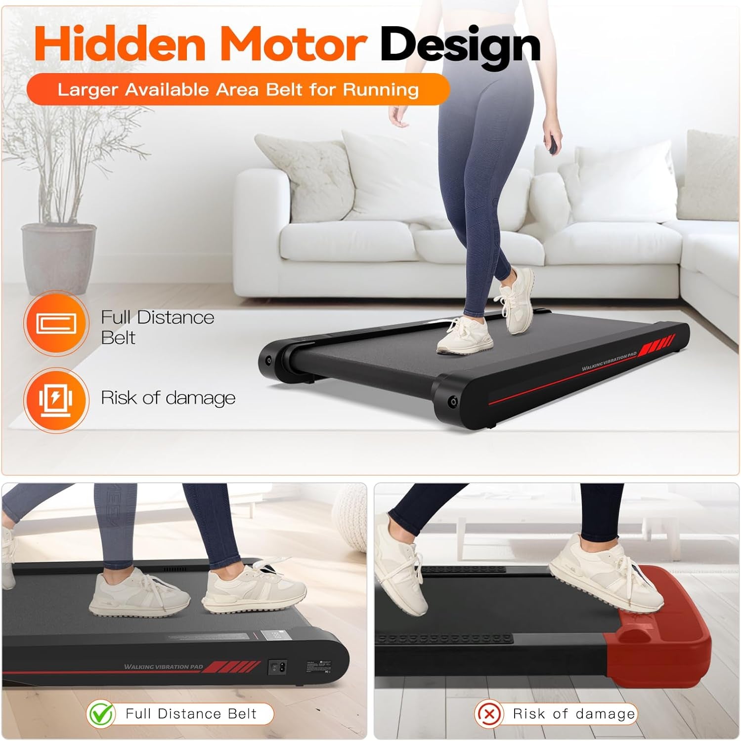 4 in 1 Walking Vibration Pad Treadmill, Walking Treadmill Pad for Home with Remote Control and APP