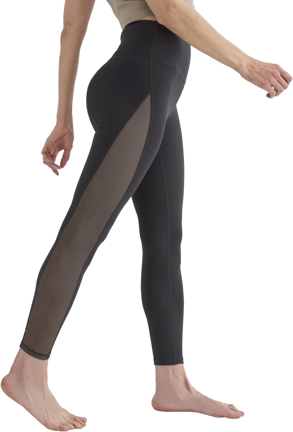 Leggings for Women Mesh Yoga Pants with Pockets Gym Workout Running