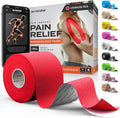 Kinesiology Tape-Incredible Support for Athletic Sports and Recovery+Free Taping Guide - Uncut 2 Inch 16.4 Feet Roll (Crimson Red + Free Taping Guide, Pack of 1)