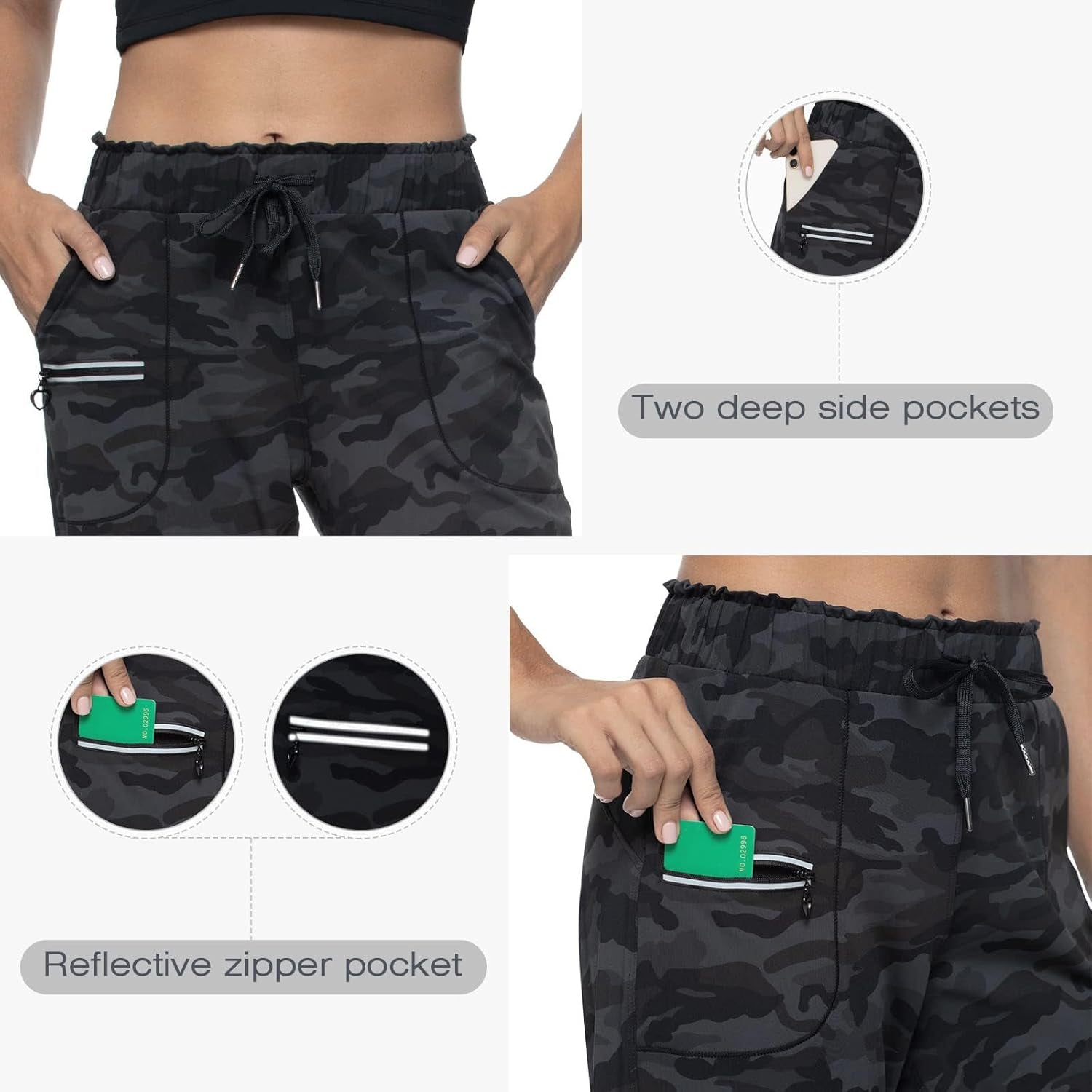 Joggers for Women with Pockets Elastic Waist Workout Sport Gym Pants Comfy Lounge Yoga Running Pants