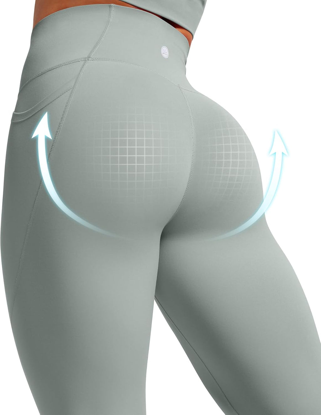 Bareluxe Womens Leggings with Pockets 25" No Front Seam High Waisted Workout Gym Yoga Pants Tights