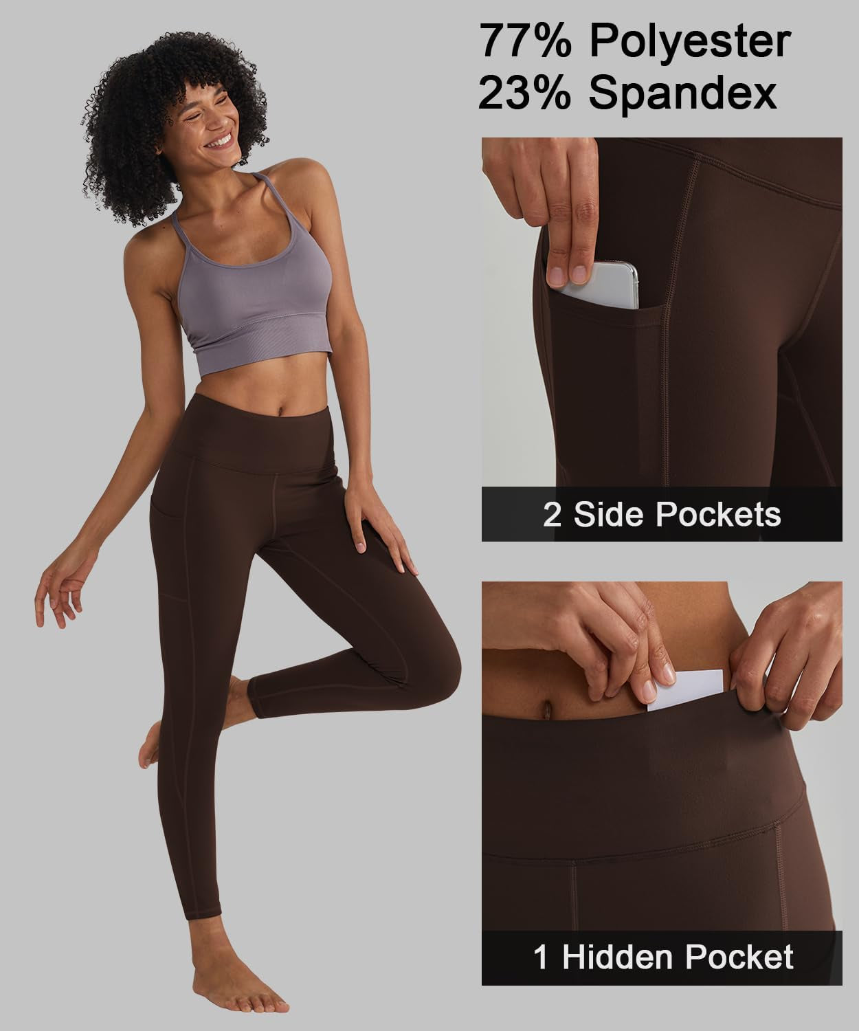 Leggings for Women with 3 Pockets Buttery Soft High Waisted Yoga Pants Non-See-Through Full-Length Tights
