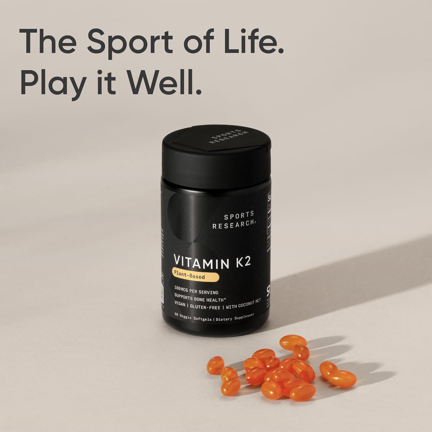 ® Vitamin K2 as MK7 with Coconut MCT Oil | Non-Gmo Verified, Vegan Certified (60 Veggie-Softgels)