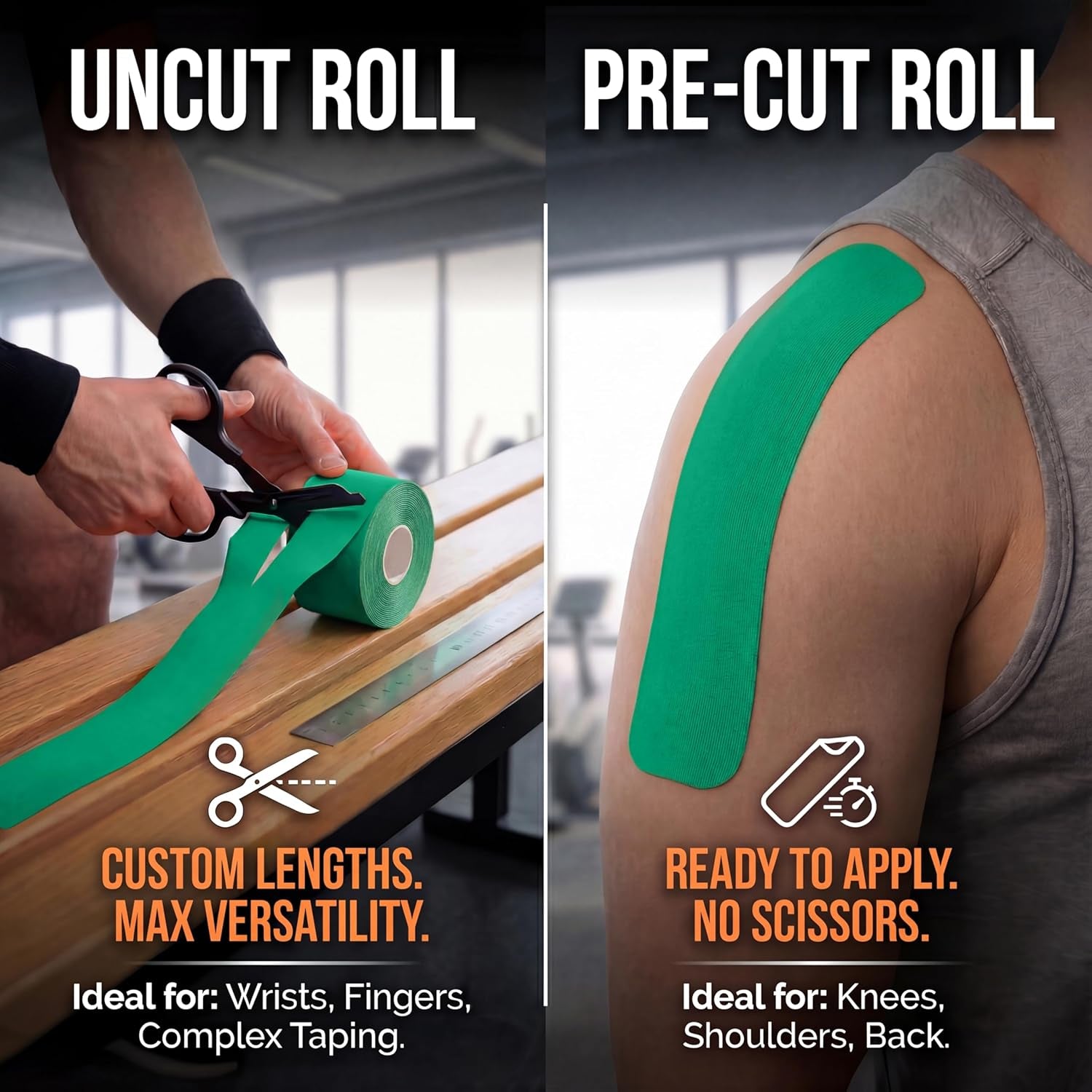 Kinesiology Tape-Incredible Support for Athletic Sports and Recovery+Free Taping Guide - Uncut 2 Inch 16.4 Feet Roll (Forest Green + Free Taping Guide, Pack of 1)