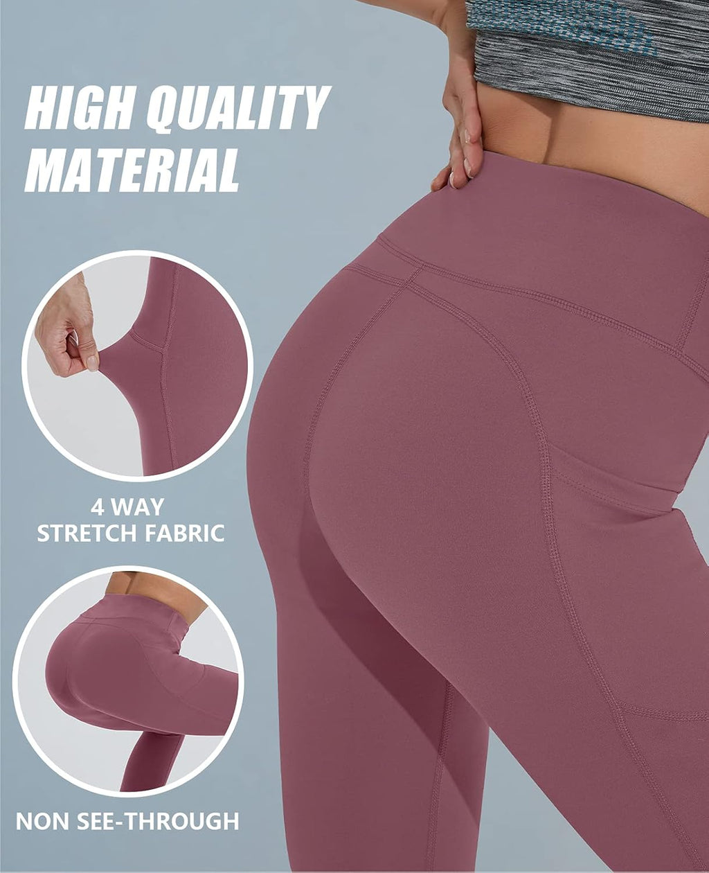 Yoga Pants for Women, High Waisted Leggings with Pockets, Tummy Control Non See through Workout Pants