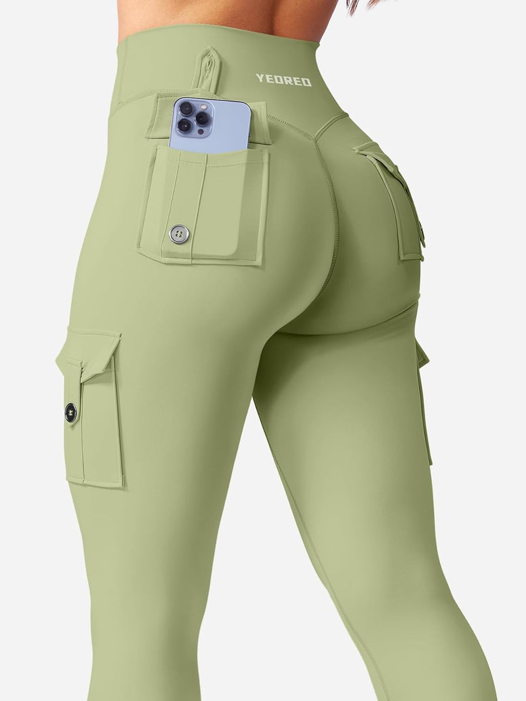 Workout Cargo Leggings with Pockets for Women No Front Seam Hidden Scrunch Hedda Leggings Compression Gym Yoga Pants