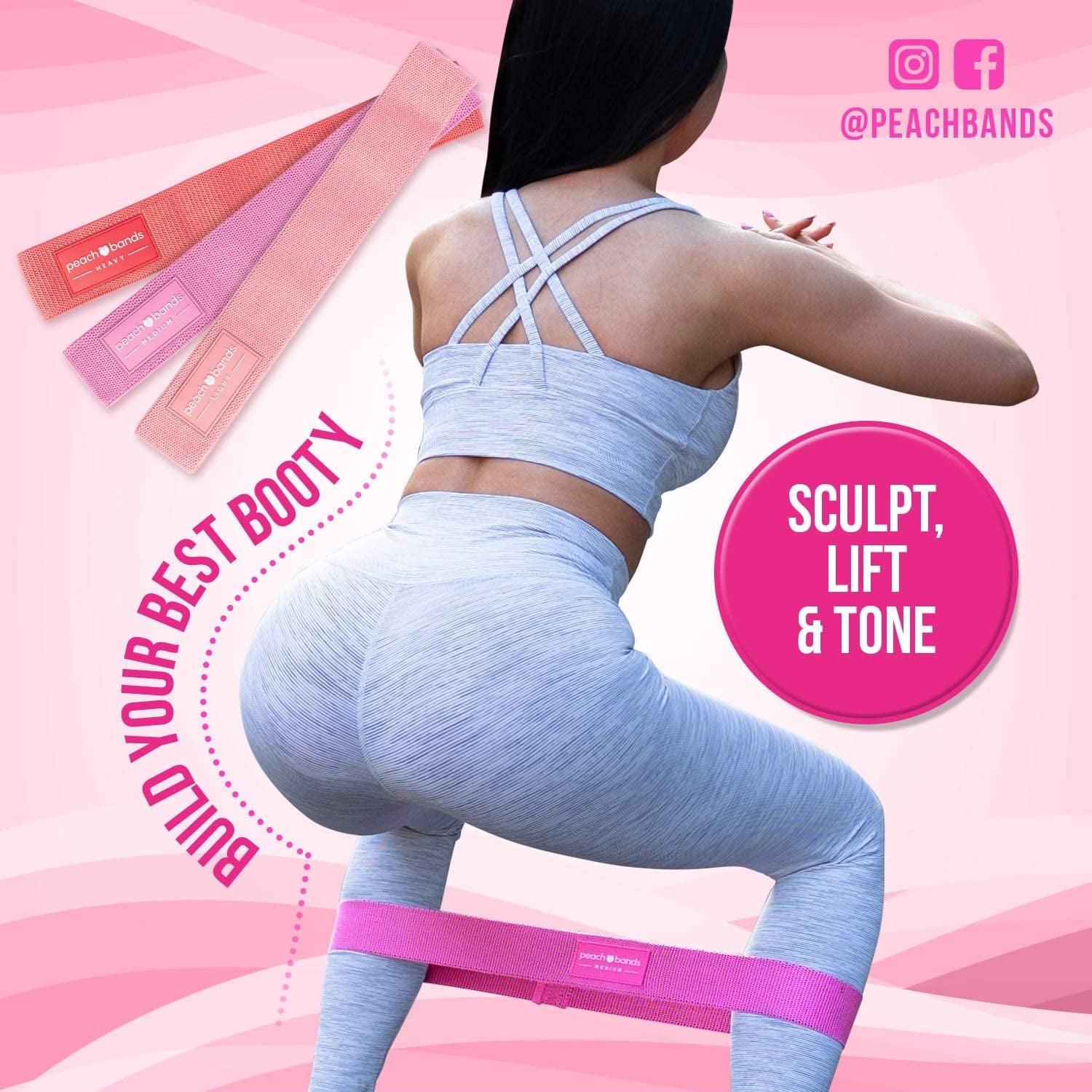 Hip Band Set - Fabric Booty Resistance Bands for Leg and Butt Workouts