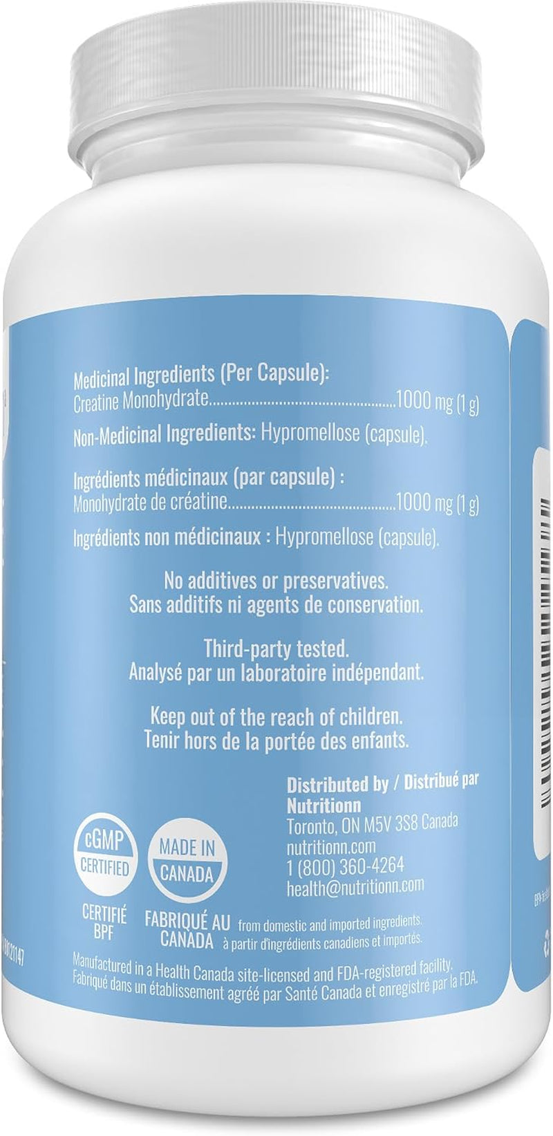 Creatine Capsules - 100% Creatine Monohydrate 1000 Mg X 150 Pills (3-5 G Serving) - Made in Canada - Premium Strength and Muscle Growth Supplement by