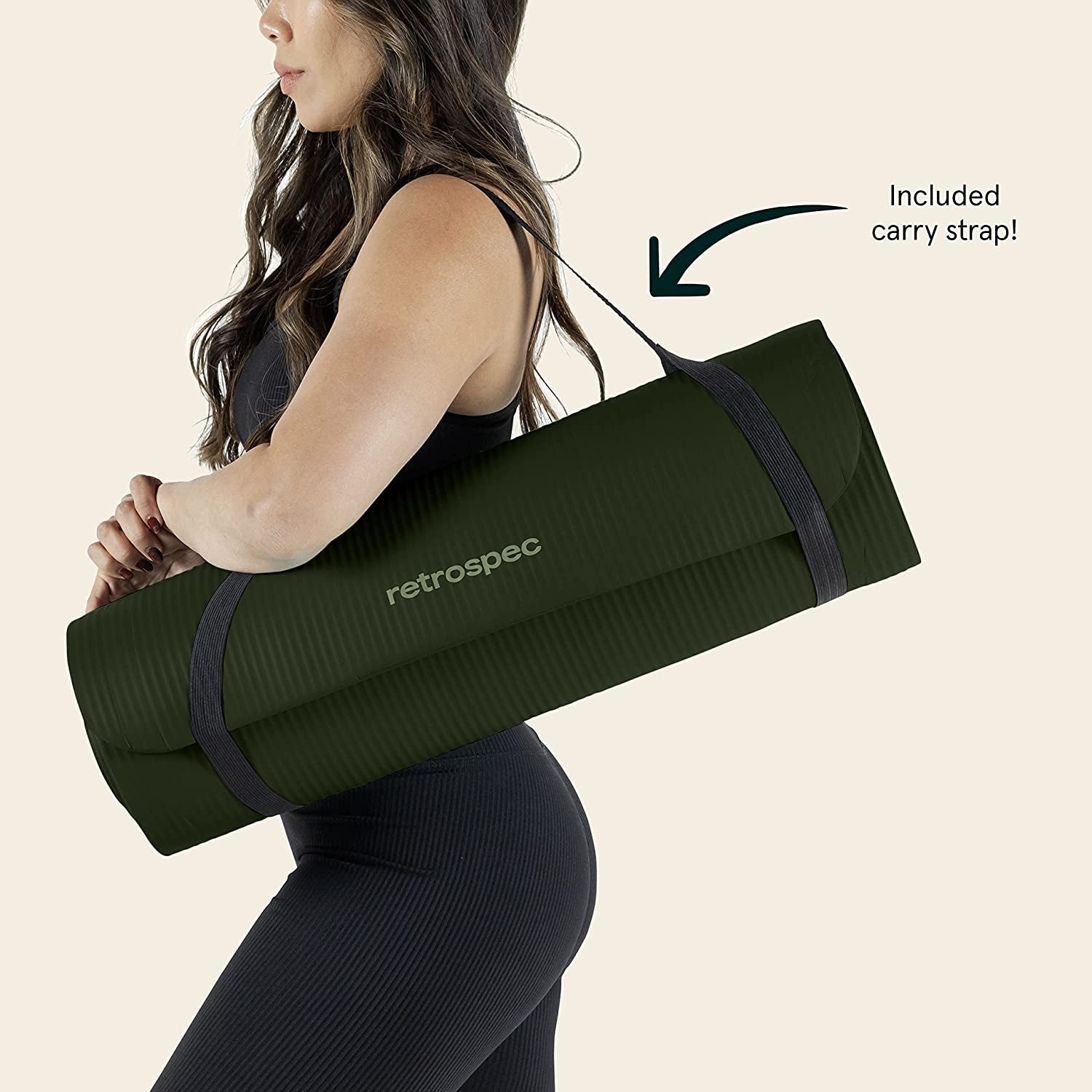 Solana Yoga Mat 1/2" Thick W/Nylon Strap for Men & Women - Non Slip Excercise Mat for Yoga, Pilates, Stretching, Floor & Fitness Workouts