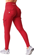 Workout Cargo Leggings with Pockets for Women No Front Seam Hidden Scrunch Hedda Leggings Compression Gym Yoga Pants