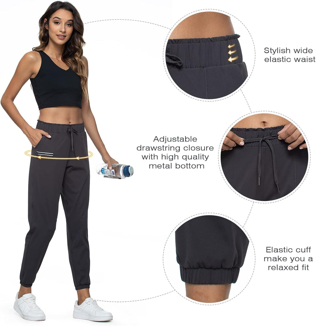 Joggers for Women with Pockets Elastic Waist Workout Sport Gym Pants Comfy Lounge Yoga Running Pants