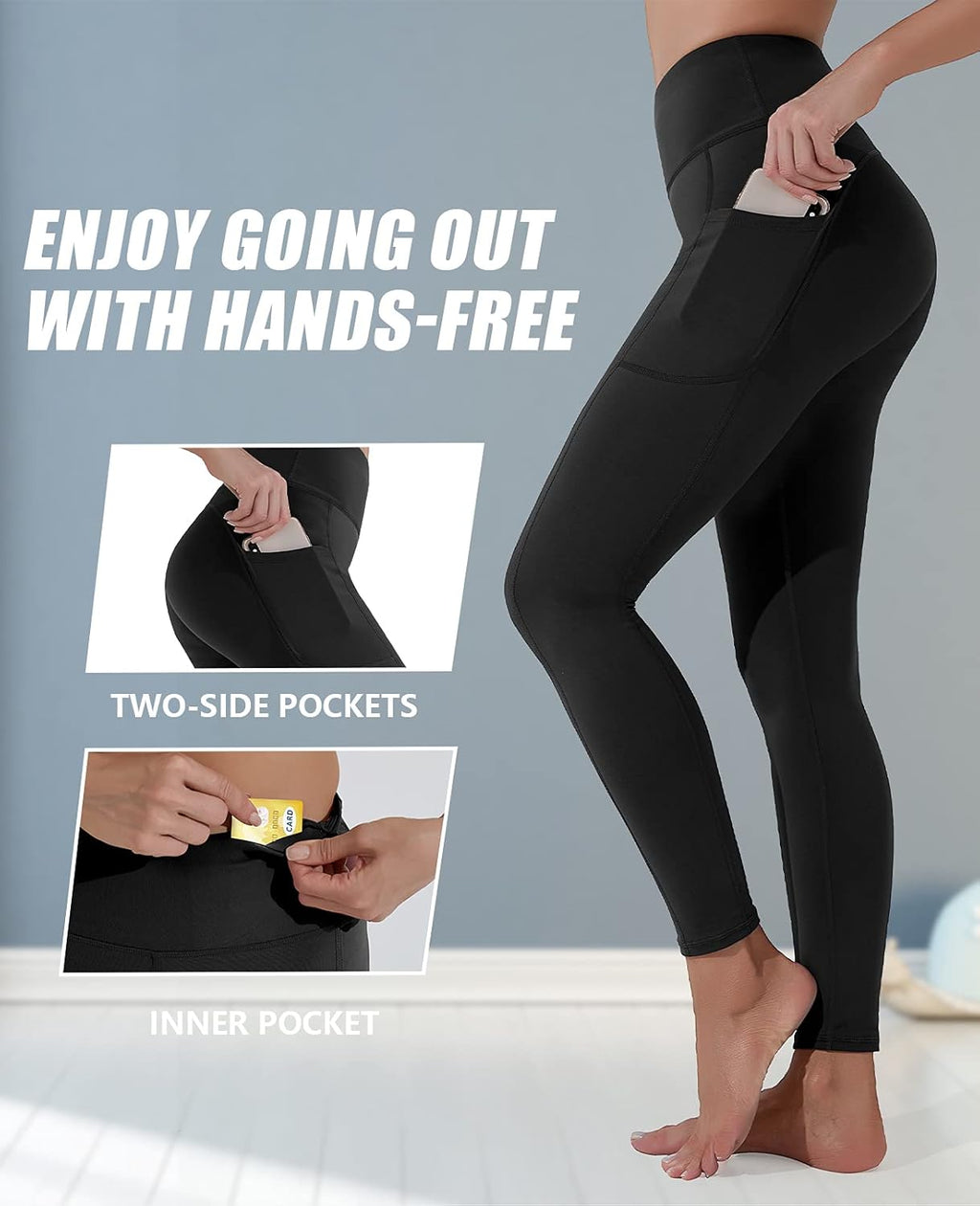 Yoga Pants for Women, High Waisted Leggings with Pockets, Tummy Control Non See through Workout Pants