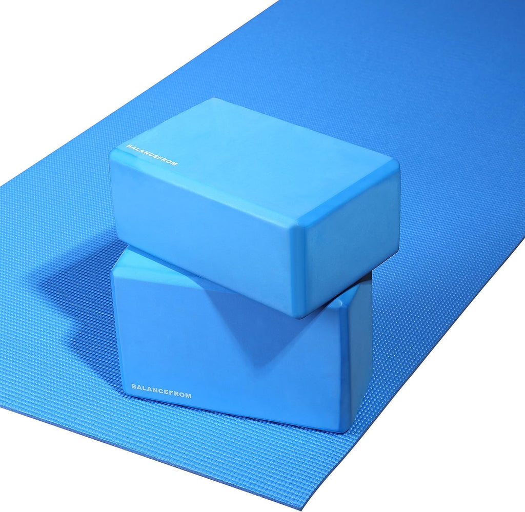 Balancefrom Set of 2 High Density Yoga Blocks, 9"X6"X4" Each, Pair, Multiple Colors